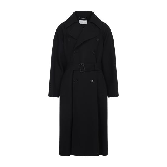 25FW 생로랑 그랑 드 뿌드르 소재 롱 코트  848512Y5J401000 BLACK