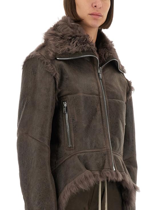 25FW 릭 오웬스 가죽 자켓 RP02E4722LSHTR78 BROWN - RICK OWENS