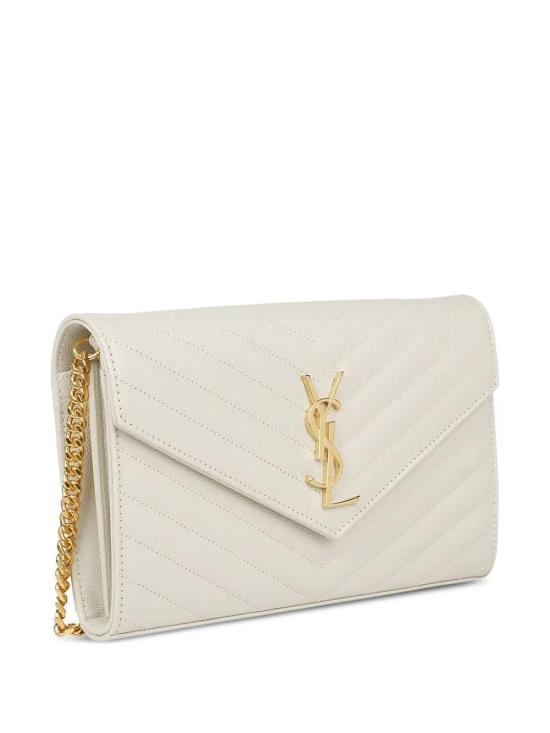25FW 생로랑 레더 카산드라 체인 월렛 377828BOW019207 WHITE - SAINT LAURENT