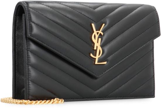 25FW 생로랑 램스킨 카산드라 엔벨로프 체인 월렛 742920AAA441000 BLACK - SAINT LAURENT