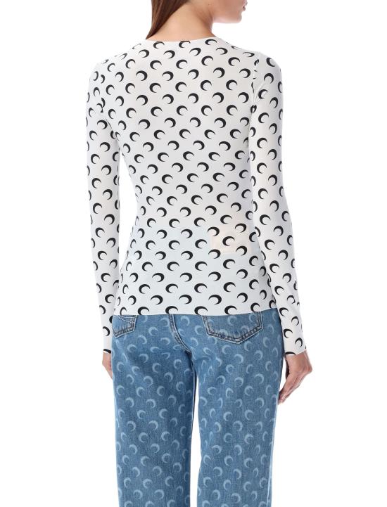 25FW 마린세르 크레센트 문 프린트 긴팔 티셔츠 WTS006ACJER0001WH00 WHITE - MARINE SERRE