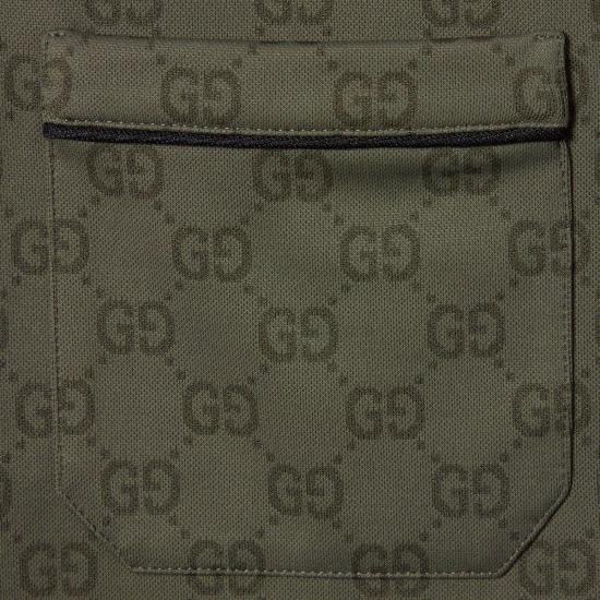25FW 구찌 GG 저지 자카드 폴로 셔츠 806242XJHHQ3266 GREEN - GUCCI