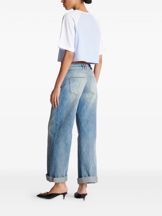 25FW 발망 반팔 티셔츠 FF1EE090BD03SNW CLEAR BLUE - BALMAIN