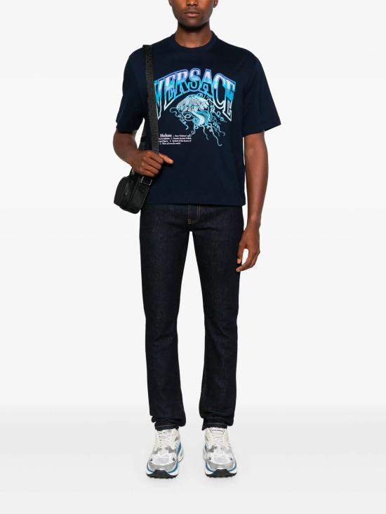 25FW 베르사체 반팔 티셔츠 10157381A150911UI20 BLUE - VERSACE