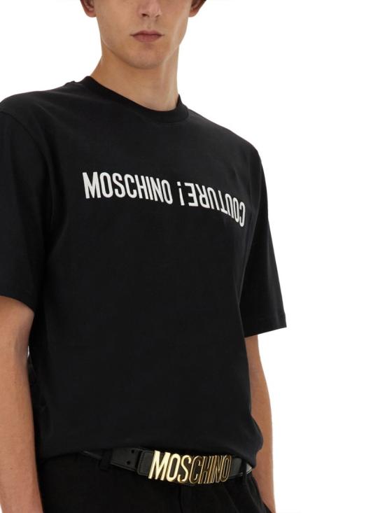  모스키노 반팔 티셔츠 07037041 74X 1555 Black - MOSCHINO