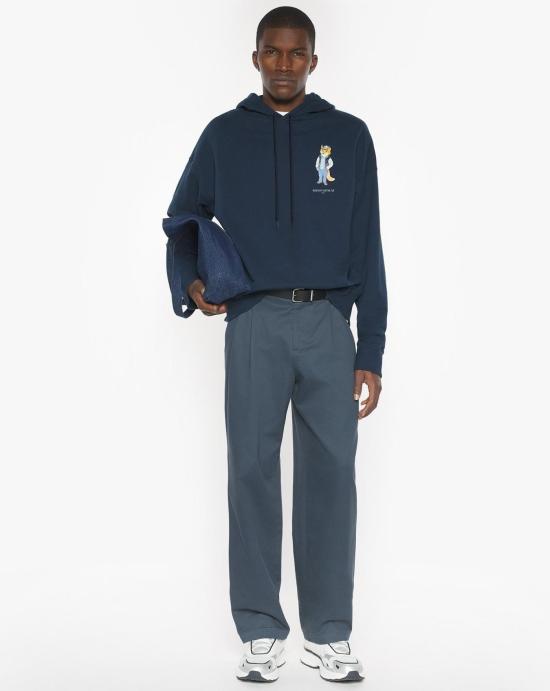 25FW 메종키츠네 드레스드 폭스 오버사이즈 후드 티셔츠 PM00707KM0340 0329 Blue - MAISON KITSUNE