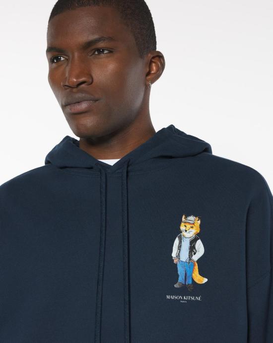 25FW 메종키츠네 드레스드 폭스 오버사이즈 후드 티셔츠 PM00707KM0340 0329 Blue - MAISON KITSUNE