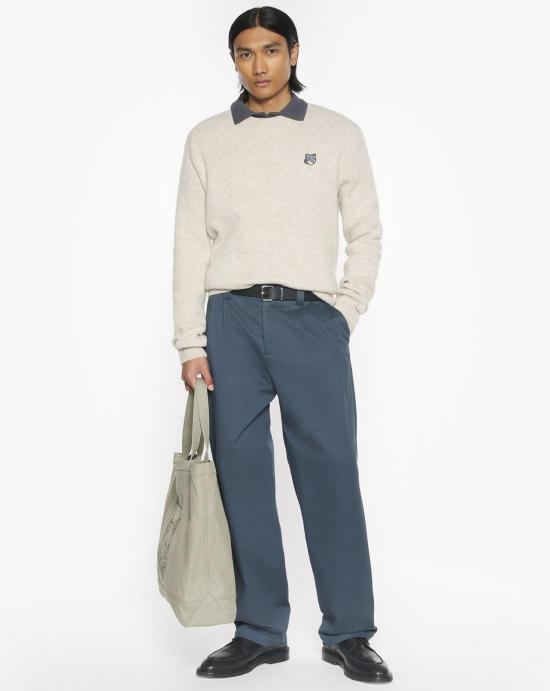 25FW 메종키츠네 폭스 헤드 밀라노 램스울 스웨터 PM00817KT1180 0335 Beige - MAISON KITSUNE