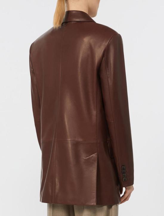 25FW 막스마라 더블 브레스트 노치 라펠 가죽 재킷  2521446012600002 CILIEGIA - MAX MARA