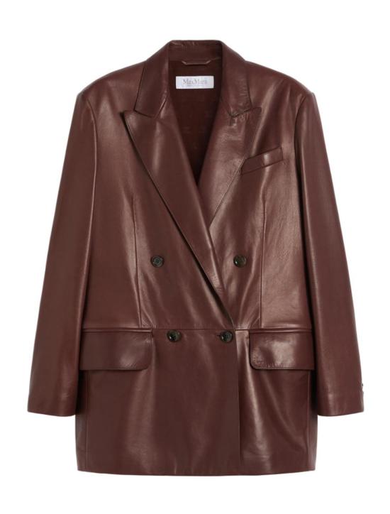 25FW 막스마라 더블 브레스트 노치 라펠 가죽 재킷  2521446012600002 CILIEGIA