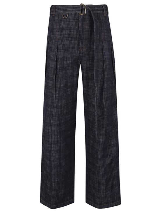 25FW 버버리 하이 라이즈 와이드 체크 데님 진 8110727 Black