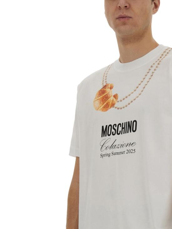  모스키노 반팔 티셔츠 07070241 1001 White - MOSCHINO