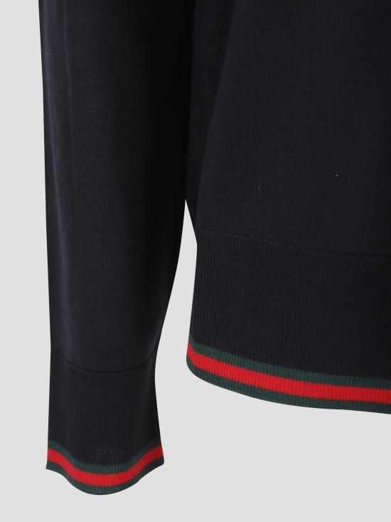 25FW 구찌 웹 울 스웨터 814531XKE0U 4060 INK GREEN RED - GUCCI