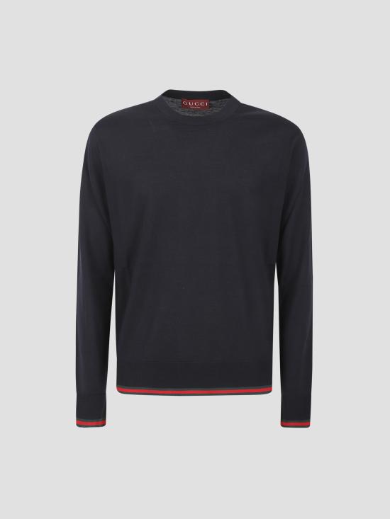 25FW 구찌 웹 울 스웨터 814531XKE0U 4060 INK GREEN RED