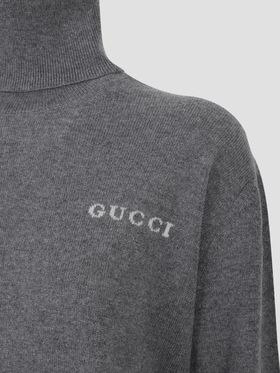25FW 구찌 인타아르시아 캐시미어 터틀넥 836476XKEX1 1043 IRON WHITE - GUCCI