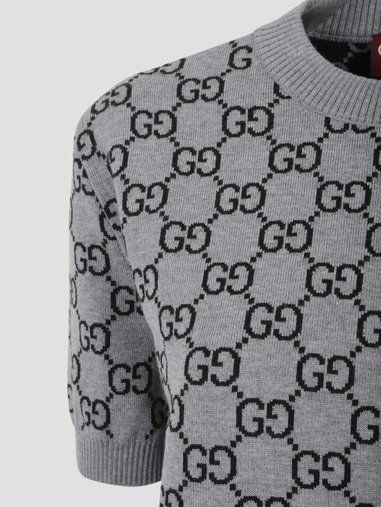 25FW 구찌 리버서블 GG 울 자카드 탑 798159XKD8T 1045 SMK GREY BLACK - GUCCI