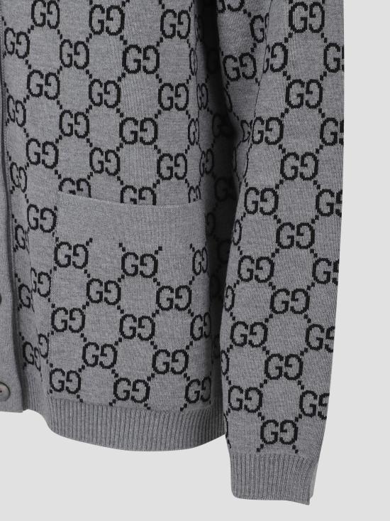 25FW 구찌 리버서블 GG 울 자카드 가디건 798157XKEJP 1045 SMK GREY BLACK - GUCCI