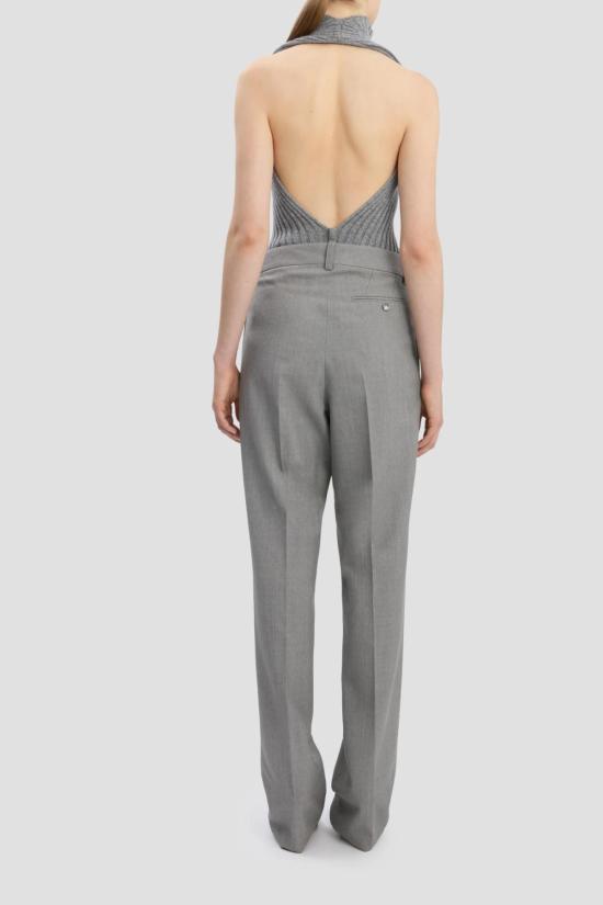  빅토리아 베컴 스트레이트 팬츠 드롭 웨이스트 스트레이트 레그 팬츠 라이트 그레이 멜란지 - VICTORIA BECKHAM