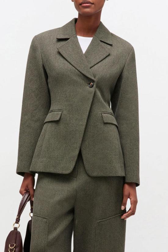  가니 수트 자켓 Ganni Mouline 블레이저 포레스트 나이트 - GANNI