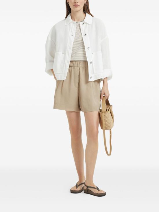 25FW 브루넬로 쿠치넬리 반팔 티셔츠 MP928EO500 C7015 Beige - BRUNELLO CUCINELLI