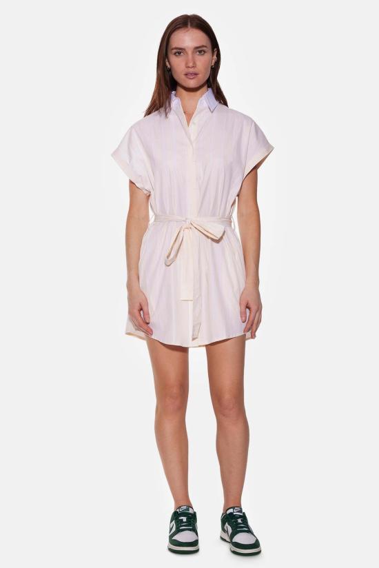  더 타일 클럽 숏 원피스 타일 클럽 메이드스톤 미니 셔츠 드레스 옐로우/화이트 스트라이프