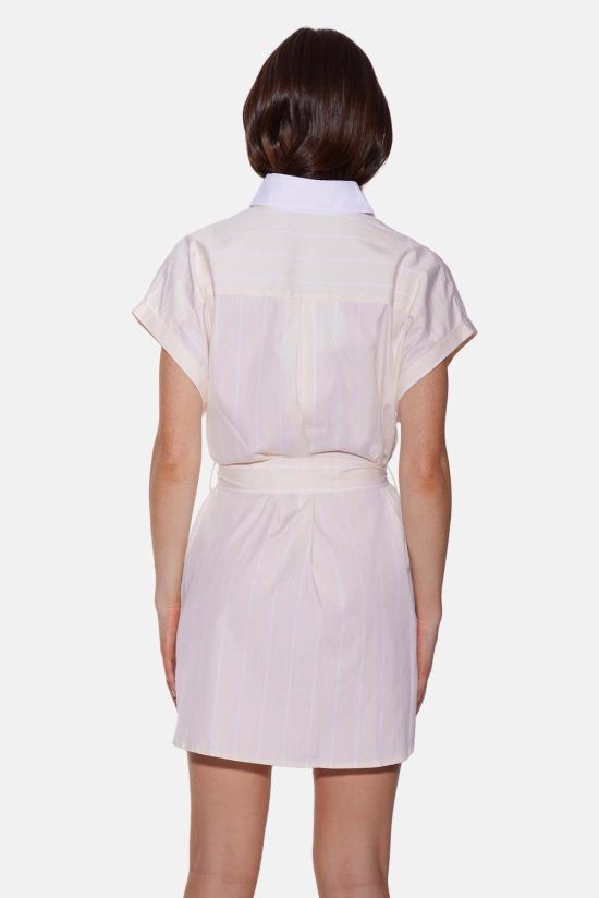  더 타일 클럽 숏 원피스 타일 클럽 메이드스톤 미니 셔츠 드레스 옐로우/화이트 스트라이프 - THE TILE CLUB