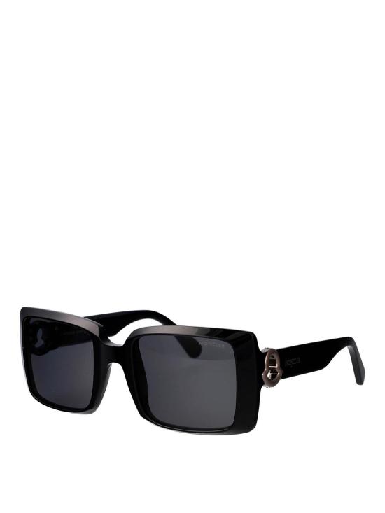 25FW 몽클레어 로고 템플 스퀘어 선글라스 ML024401A Black - MONCLER