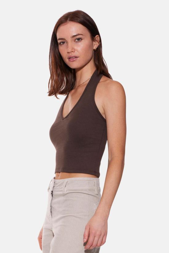  더 타일 클럽 민소매 티셔츠 타일 클럽 할리 리브 홀터 탑 - THE TILE CLUB