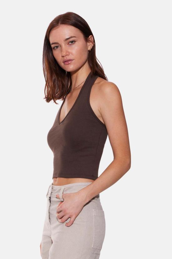  더 타일 클럽 민소매 티셔츠 타일 클럽 할리 리브 홀터 탑 - THE TILE CLUB