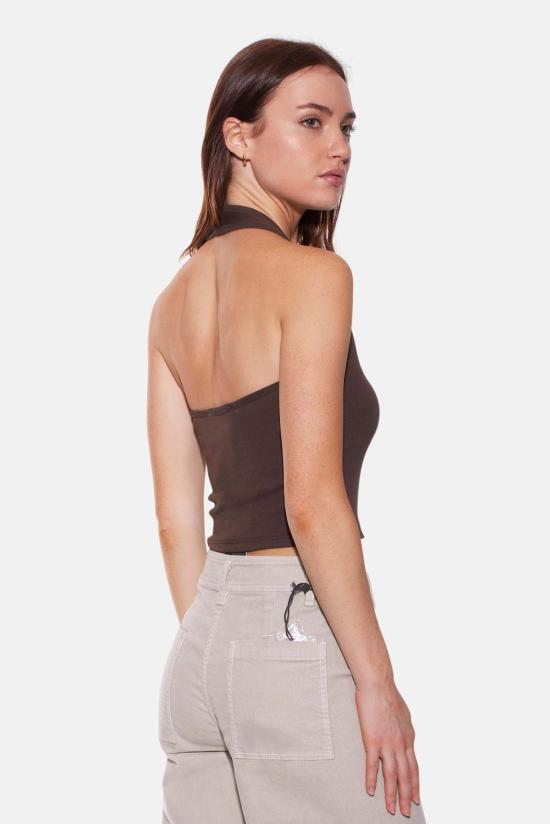  더 타일 클럽 민소매 티셔츠 타일 클럽 할리 리브 홀터 탑 - THE TILE CLUB