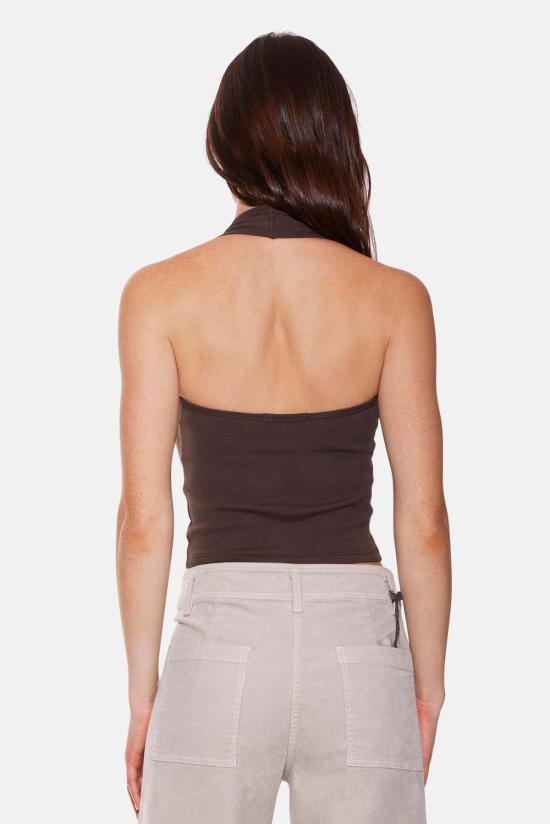  더 타일 클럽 민소매 티셔츠 타일 클럽 할리 리브 홀터 탑 - THE TILE CLUB