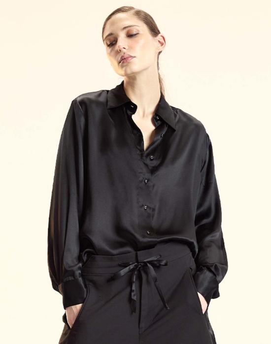  신시아 로리 블라우스 신시아 로울리 컬렉터블 실크 셔츠 블랙