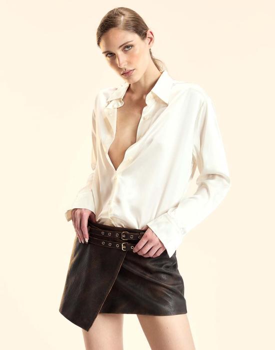  신시아 로리 블라우스 신시아 로울리 소장용 실크 셔츠 화이트 - CYNTHIA ROWLEY