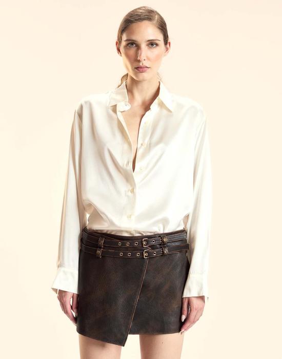  신시아 로리 블라우스 신시아 로울리 컬렉터블 실크 셔츠 화이트 - CYNTHIA ROWLEY