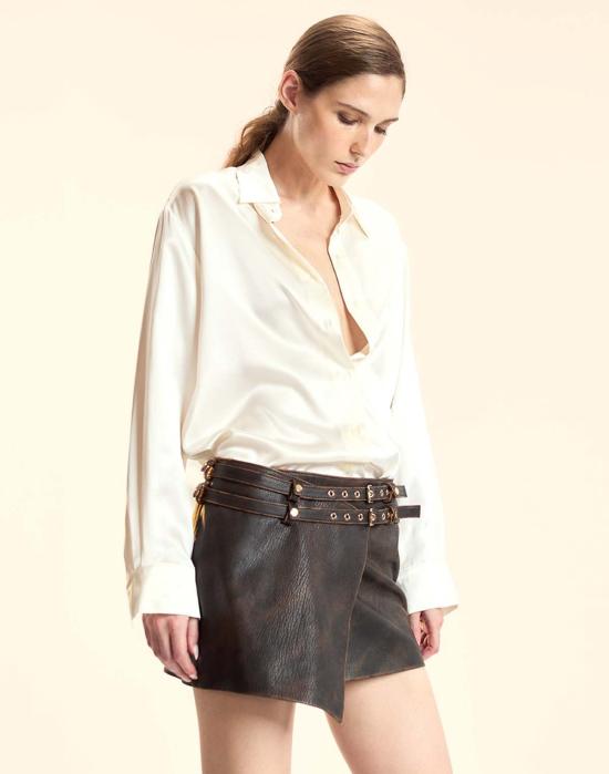  신시아 로리 블라우스 신시아 로울리 소장용 실크 셔츠 화이트 - CYNTHIA ROWLEY