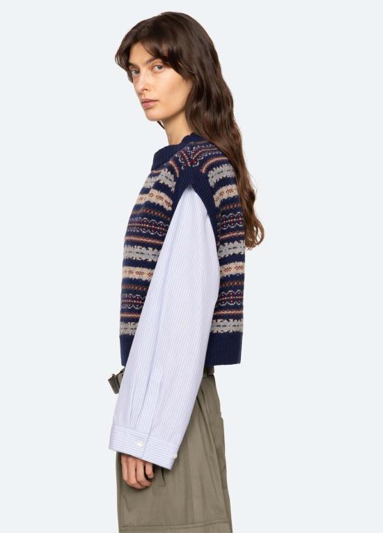  씨뉴욕 블라우스 Sea Ny Ciara 콤보 탑 네이비 - SEA NY