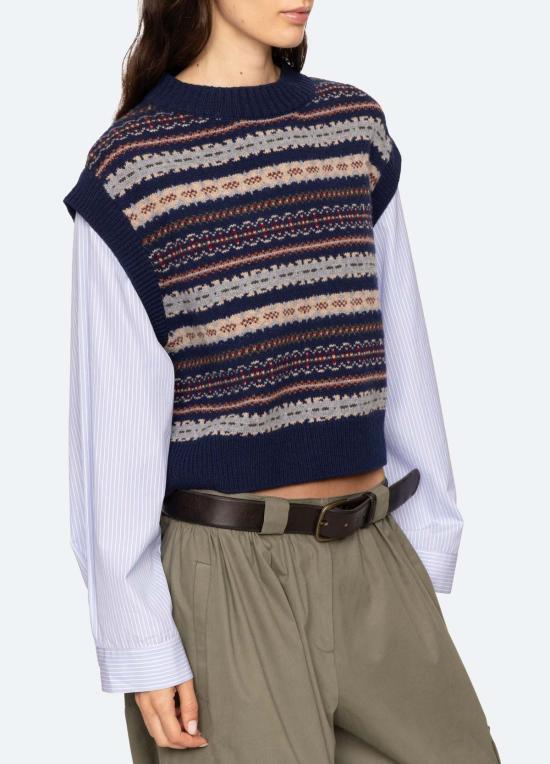  씨뉴욕 블라우스 Sea Ny Ciara 콤보 탑 네이비 - SEA NY