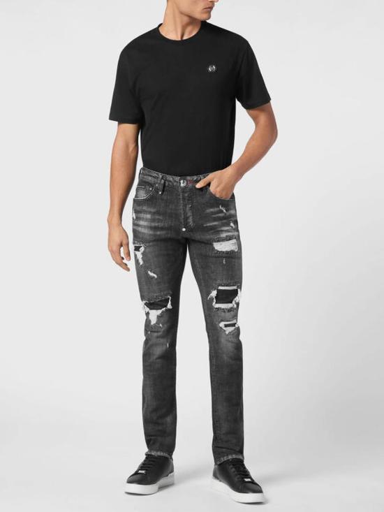 26SS 필립 플레인 스트레이트 팬츠 SAECMDT4006PDE004N02RX Black - PHILIPP PLEIN