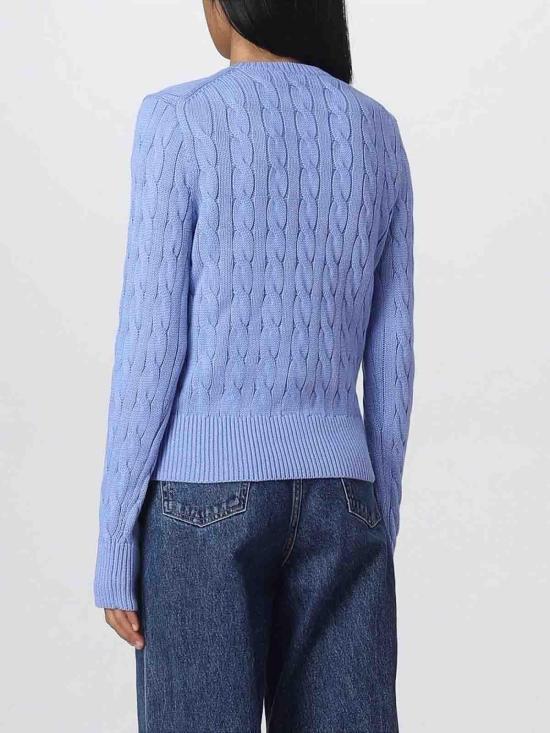  폴로 랄프로렌 포니 로고 자수 케이블 니트 크루넥 가디건 211891643003 Light Blue - POLO RALPH LAUREN