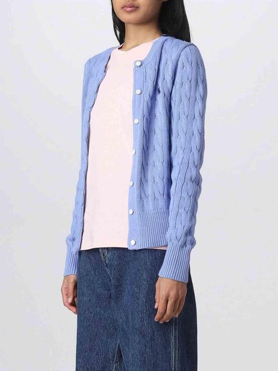  폴로 랄프로렌 포니 로고 자수 케이블 니트 크루넥 가디건 211891643003 Light Blue - POLO RALPH LAUREN