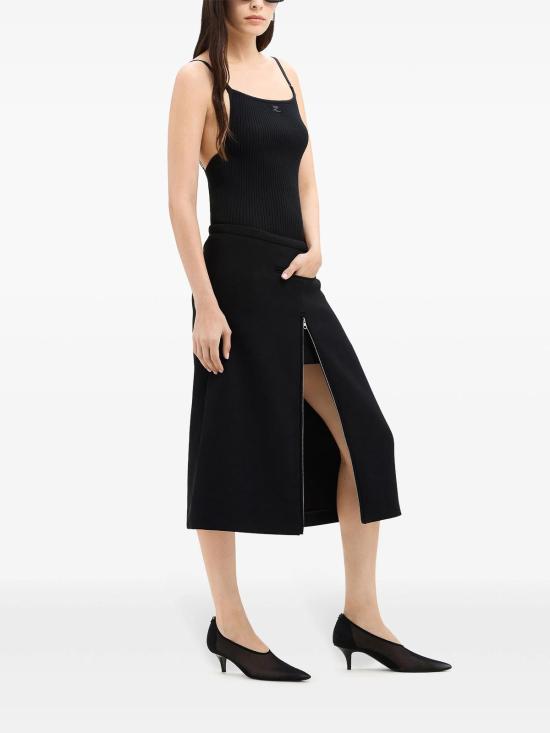 쿠레쥬 미디 스커트 324CJU181PL00529999 Black - COURREGES
