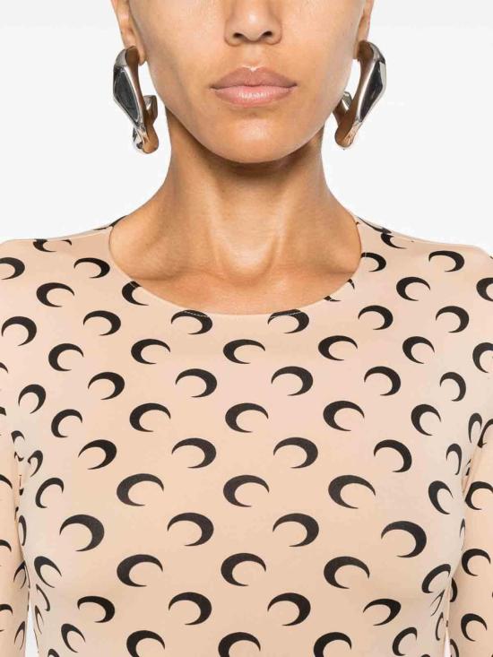  마린세르 크레센트 문 프린트 긴팔 티셔츠 WTS006ACJER0001TA10 Beige - MARINE SERRE