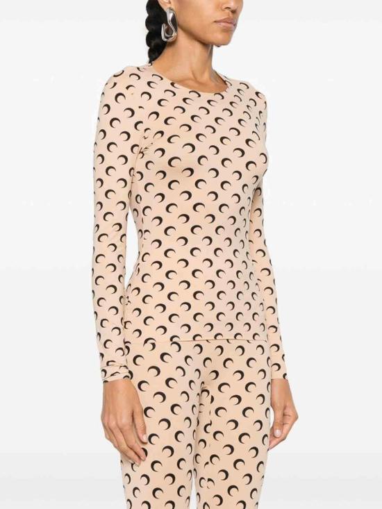  마린세르 크레센트 문 프린트 긴팔 티셔츠 WTS006ACJER0001TA10 Beige - MARINE SERRE