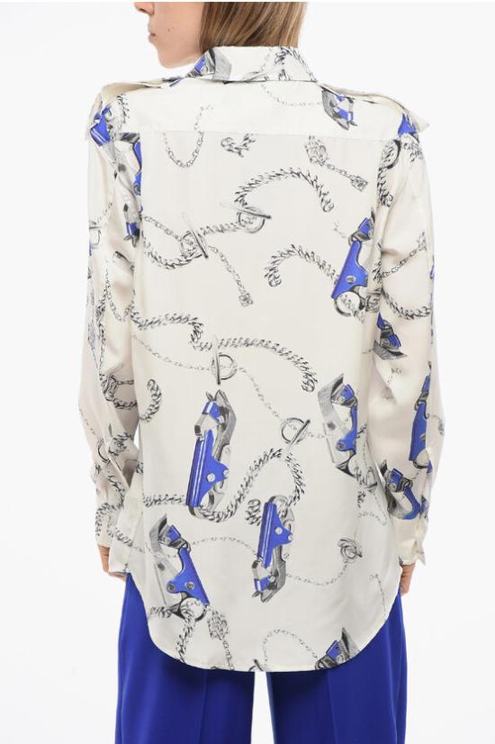  버버리 나이트 프린트 실크 셔츠 나이트 프린트 실크  8090714157288 B9594 White - BURBERRY