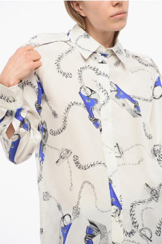  버버리 나이트 프린트 실크 셔츠 나이트 프린트 실크  8090714157288 B9594 White - BURBERRY