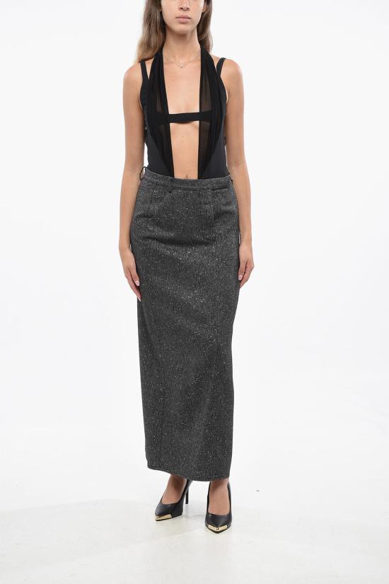  끄리다 롱 스커트 ESTECASSIA BLACKSILVE Gray - CRIDA