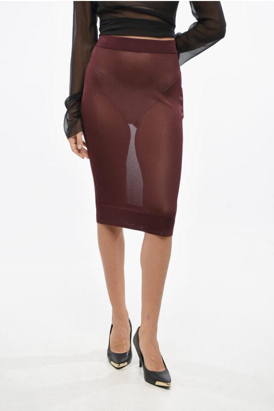  생로랑 롱 스커트 811119 Y75YK 5080 Burgundy