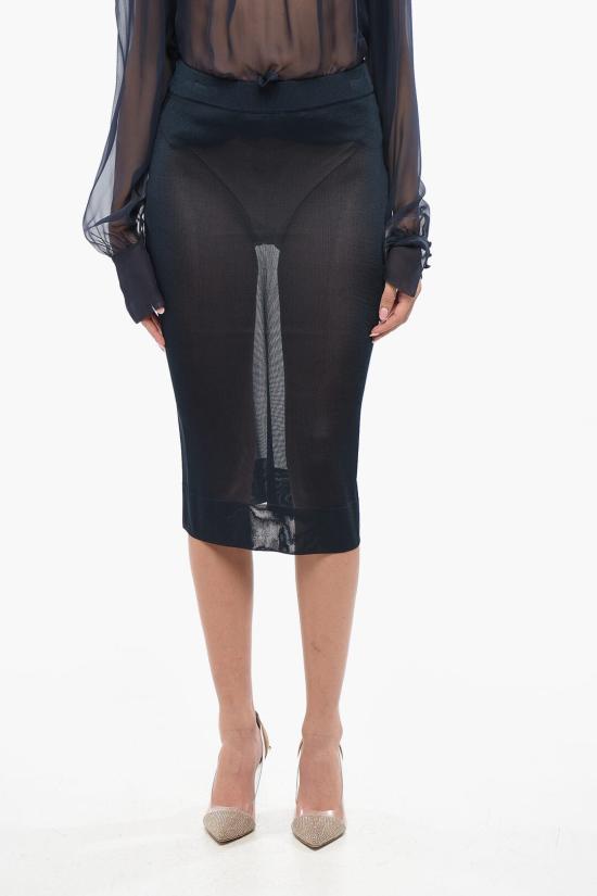  생로랑 롱 스커트 811119 Y75YK 4104 Blue