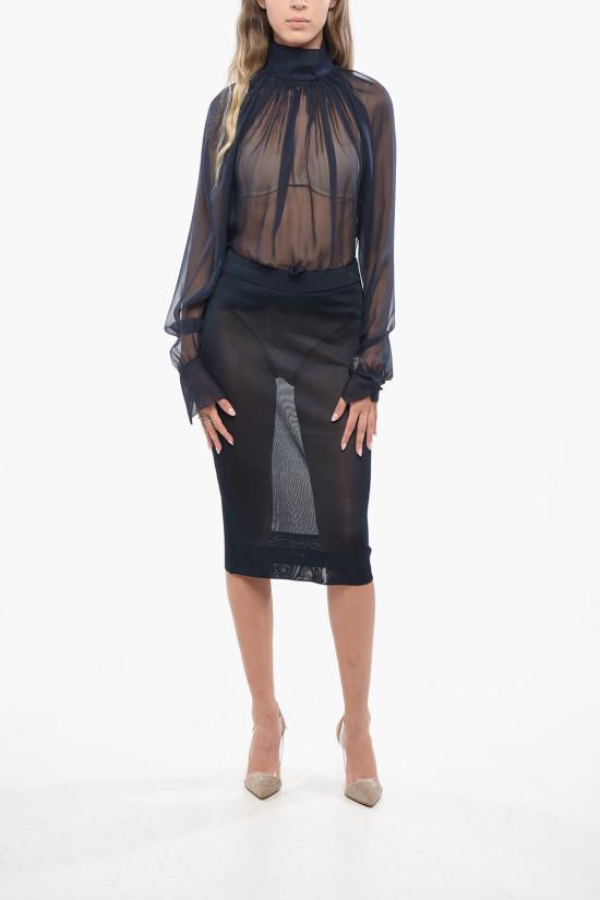  생로랑 롱 스커트 811119 Y75YK 4104 Blue - SAINT LAURENT