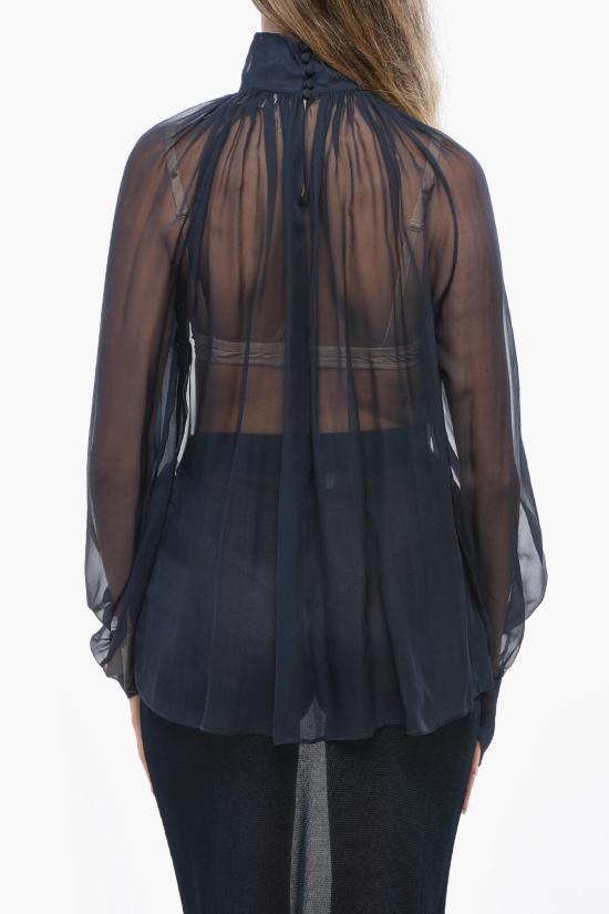  생로랑 블라우스 810153Y065W4900 Blue - SAINT LAURENT